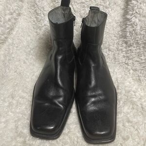 KENNETH COLE REACTION Black Leather Short Mens Boots Side zipper SZ13M